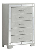 Madison 5-Drawers Chest, Silver Champagne