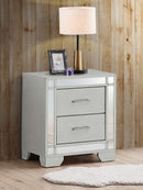 Madison 2-Drawers Nightstand, Silver Champagne