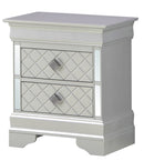 Verona 2-Drawers Nightstand, Silver Champagne