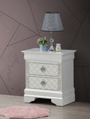 Verona 2-Drawers Nightstand, Silver Champagne
