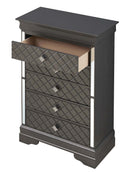 Verona 5-Drawers Chest, Metalic Black