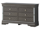 Verona 6-Drawers Dresser, Metalic Black