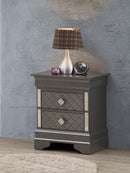 Verona 2-Drawers Nightstand, Metalic Black