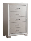 Alana 5-Drawers Chest, Silver Champagne