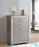Alana 5-Drawers Chest, Silver Champagne