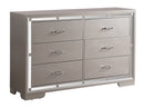 Alana 6-Drawers Dresser, Silver Champagne