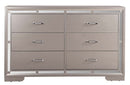 Alana 6-Drawers Dresser, Silver Champagne