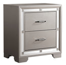 Alana 2-Drawers Nightstand, Silver Champagne