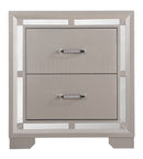 Alana 2-Drawers Nightstand, Silver Champagne
