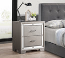 Alana 2-Drawers Nightstand, Silver Champagne