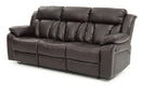 Daria 85in Reclining Sofa, Dark Brown