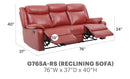 Ward 76in Reclining Sofa, Red