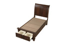 Meade Tufted Twin Storage Bed, Cherry