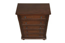 Meade 5-Drawers Chest w/Bun Legs, Cherry