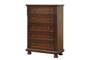 Meade 5-Drawers Chest w/Bun Legs, Cherry