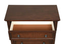 Meade 5-Drawers Chest w/Bun Legs, Cherry