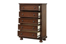 Meade 5-Drawers Chest w/Bun Legs, Cherry