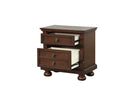 Meade 2-Drawers Nightstand w/Bun Legs, Brown