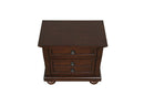 Meade 2-Drawers Nightstand w/Bun Legs, Brown