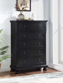 Meade 5-Drawers Chest, Black