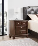Ashford 3-Drawers Nightstand, Cappuccino