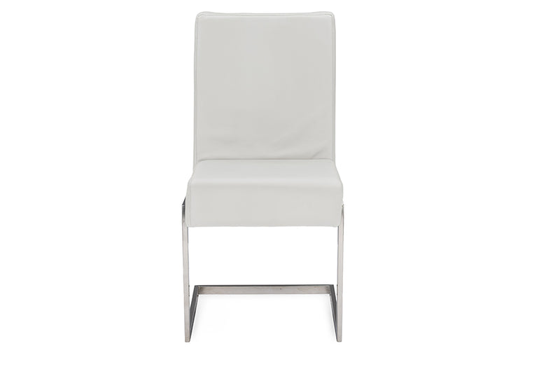 Katya Modern and Contemporary White Faux Leather Upholstered Stainless Steel Dining Chair (Set of 2)