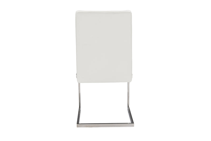 Katya Modern and Contemporary White Faux Leather Upholstered Stainless Steel Dining Chair (Set of 2)