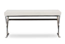 Jeanine Stainless Steel and White Faux Leather Upholstered Rectangle Bench Baxton