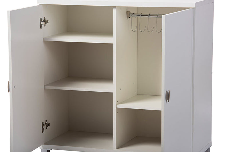 Glidden White Wood Entryway Handbags or School Bags Storage Sideboard Cabinet Baxton