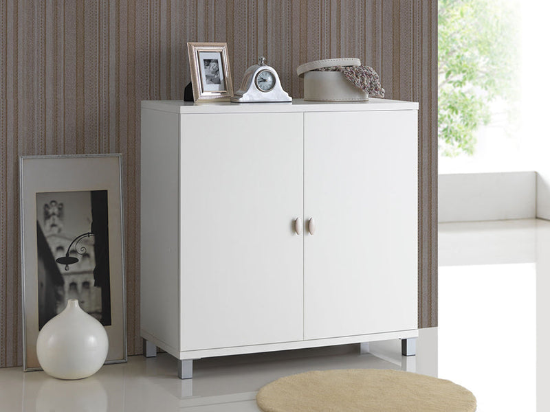 Glidden White Wood Entryway Handbags or School Bags Storage Sideboard Cabinet Baxton