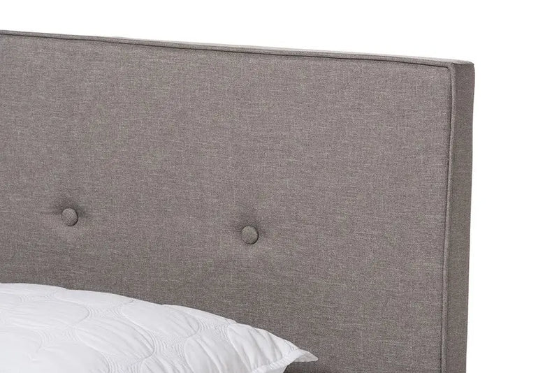 Hampton Light Grey Fabric Upholstered Box Spring Bed (Queen) iHome Studio