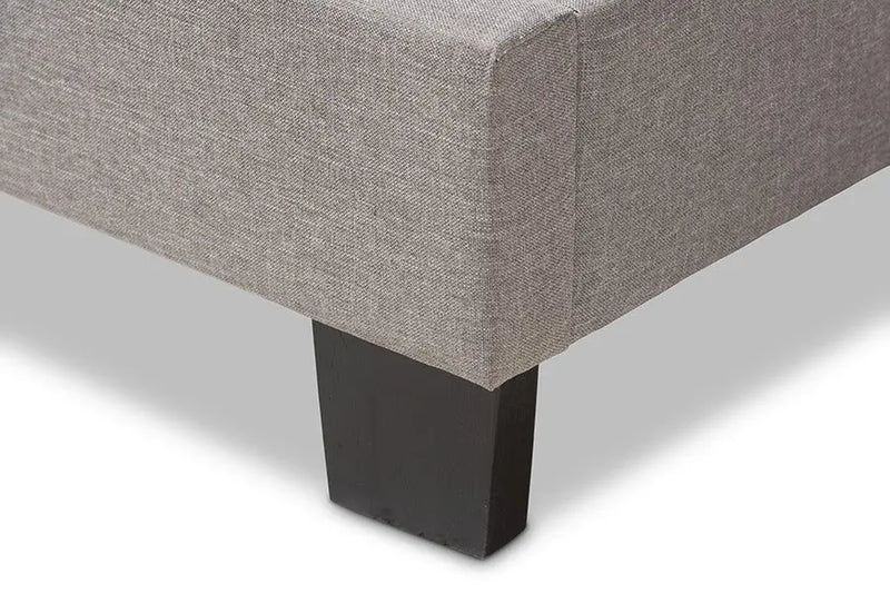 Hampton Light Grey Fabric Upholstered Box Spring Bed (Queen) iHome Studio