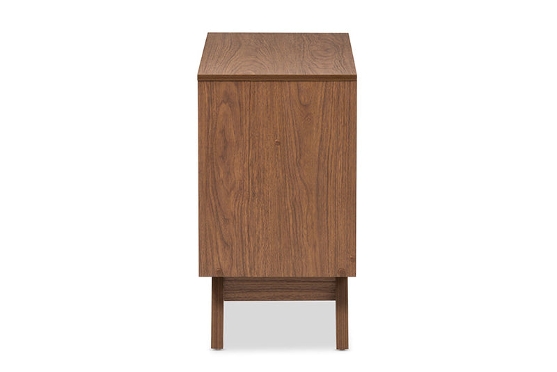 Camino White and Walnut Wood 3-Drawer Storage Chest Baxton