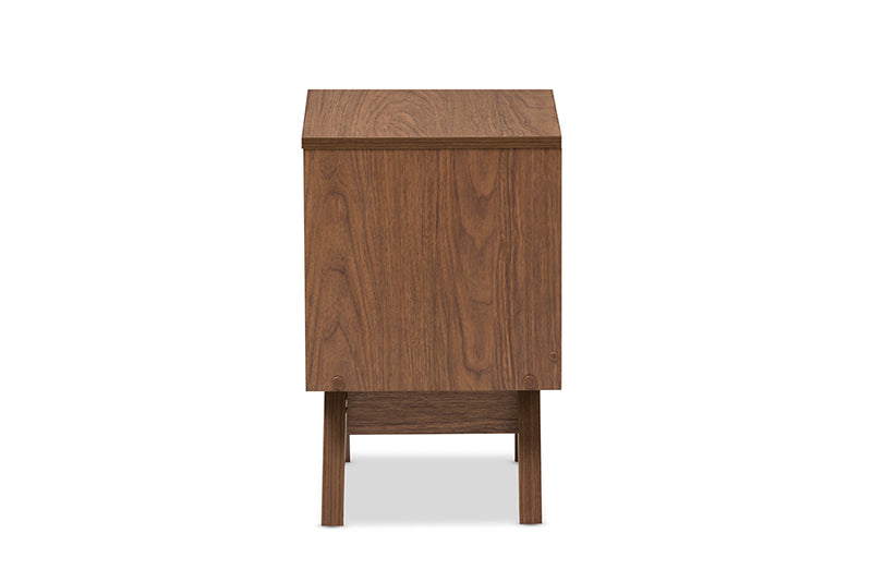 Camino Mid-Century Modern White and Walnut Wood 2-Drawer Storage Nightstand