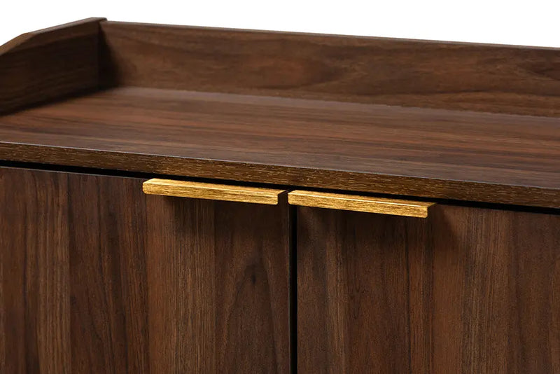 Houston Walnut Brown Finished 5-Shelf Wood Entryway Shoe Cabinet iHome Studio
