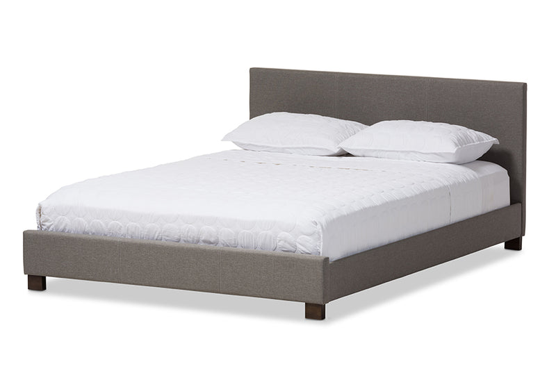 Parlin Modern and Contemporary Gray Fabric Upholstered Panel-Stitched Full Size Platform Bed