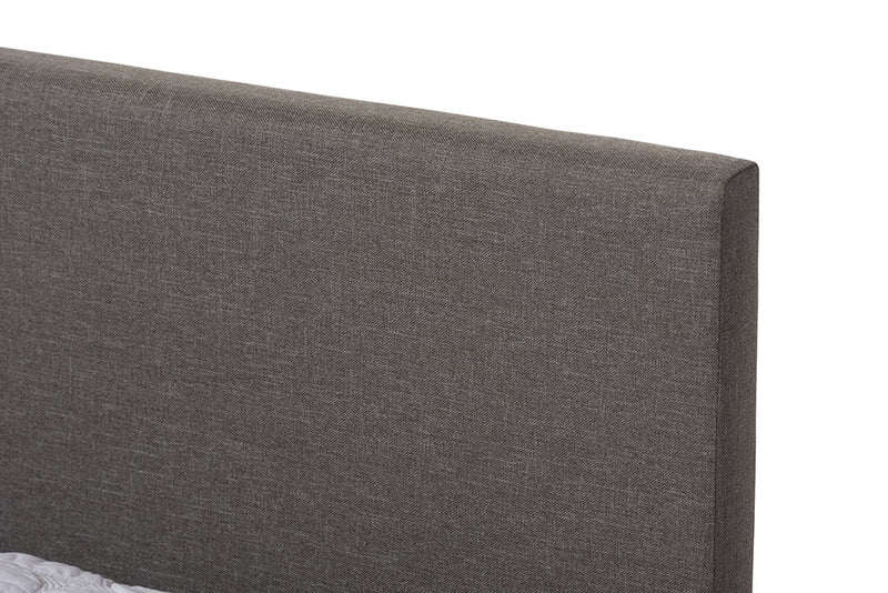 Parlin Gray Fabric Upholstered Panel-Stitched Queen Size Platform Bed Baxton