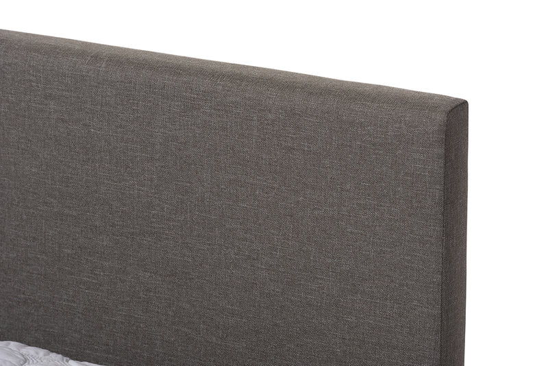 Parlin Modern and Contemporary Gray Fabric Upholstered Panel-Stitched Full Size Platform Bed