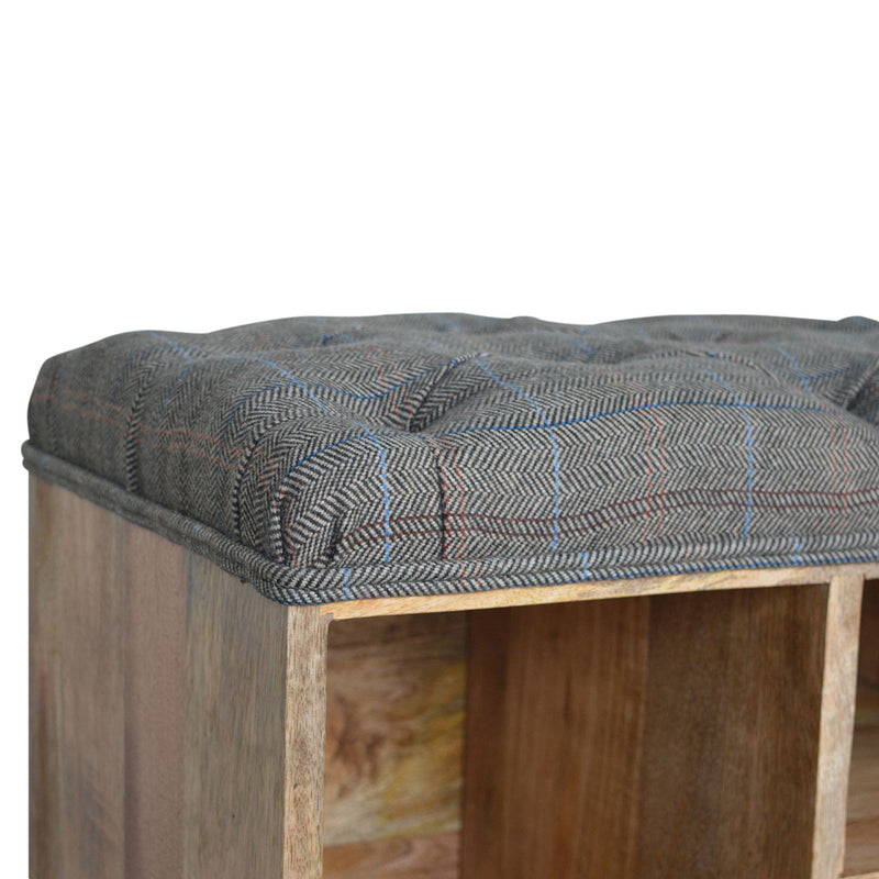 Multi Tweed Open Shoe Storage Bench