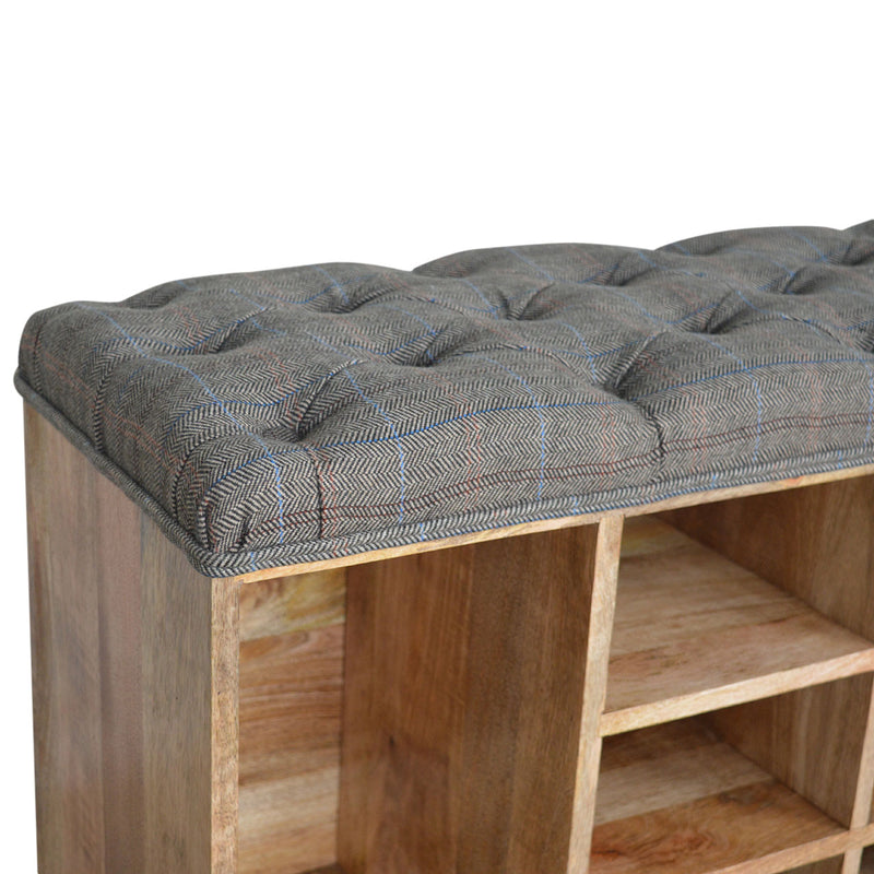 Multi Tweed Open Shoe Storage Bench
