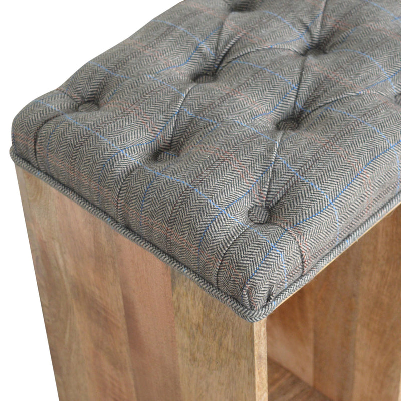 Multi Tweed Open Shoe Storage Bench