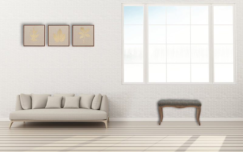 Multi Tweed Carved Bedroom Bench