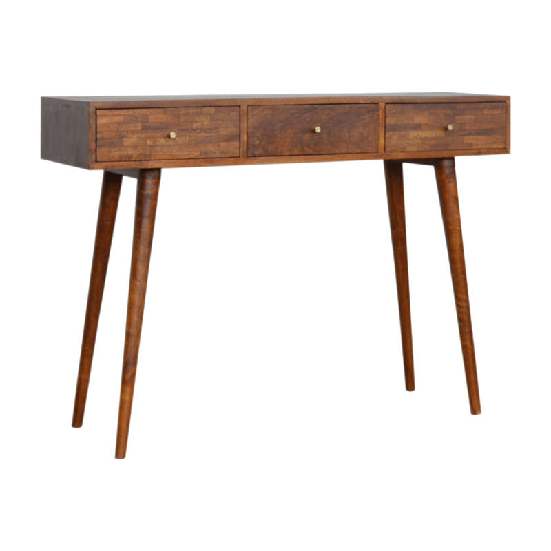 3 Drawer Assorted Chestnut Console Table