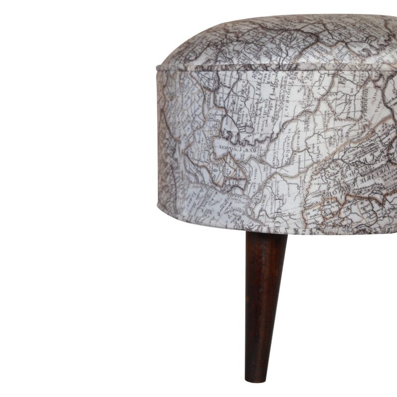 Map Printed Footstool