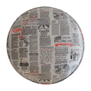 Round Footstool with News Print Velvet