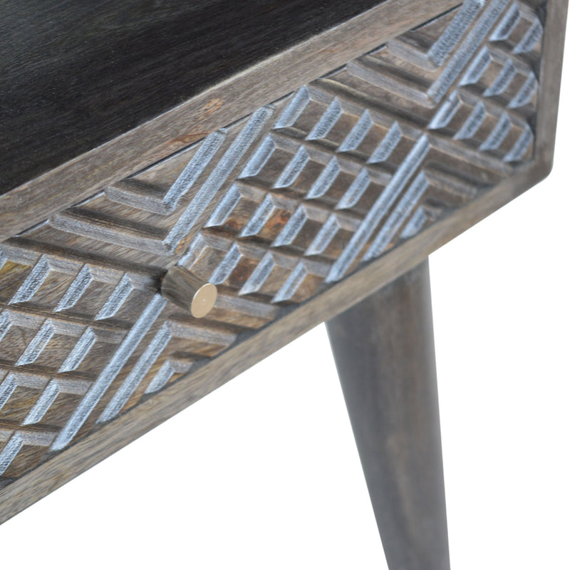 Ash Black Carved Drawer Nightstand