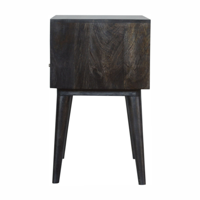 Ash Black Carved Drawer Nightstand