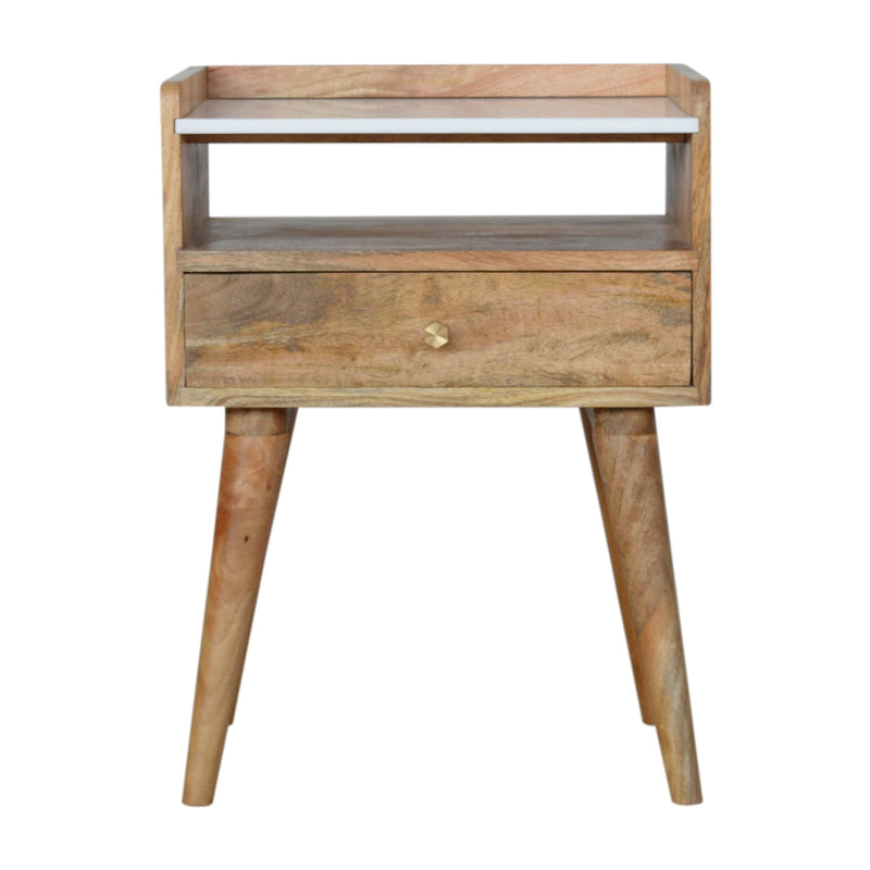 Open Slot Nightstand with White Top