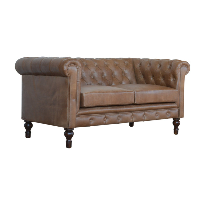 Buffalo Leather Chesterfield Sofa 2-Seater Artisan
