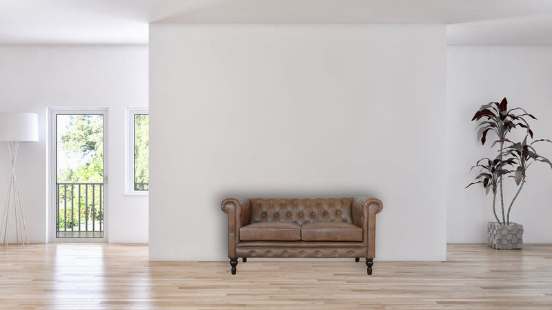Buffalo Leather Chesterfield Sofa 2-Seater Artisan